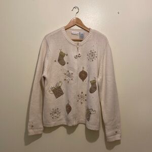 CROFT & BARROW BEAUTIFUL ZIPPER EMBROIDERED CARDIGAN SWEATER. SIZE Xl